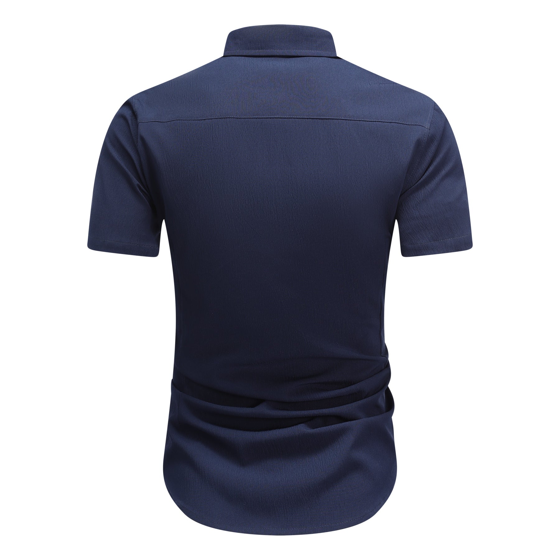 Herren Kurzarm Sommerhemd Regular Fit Leinenhemd Business Blau