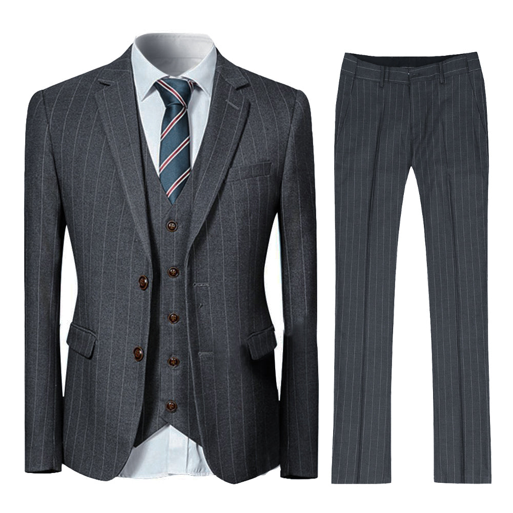 3-Piece Silver Suit Stripe Design Suit