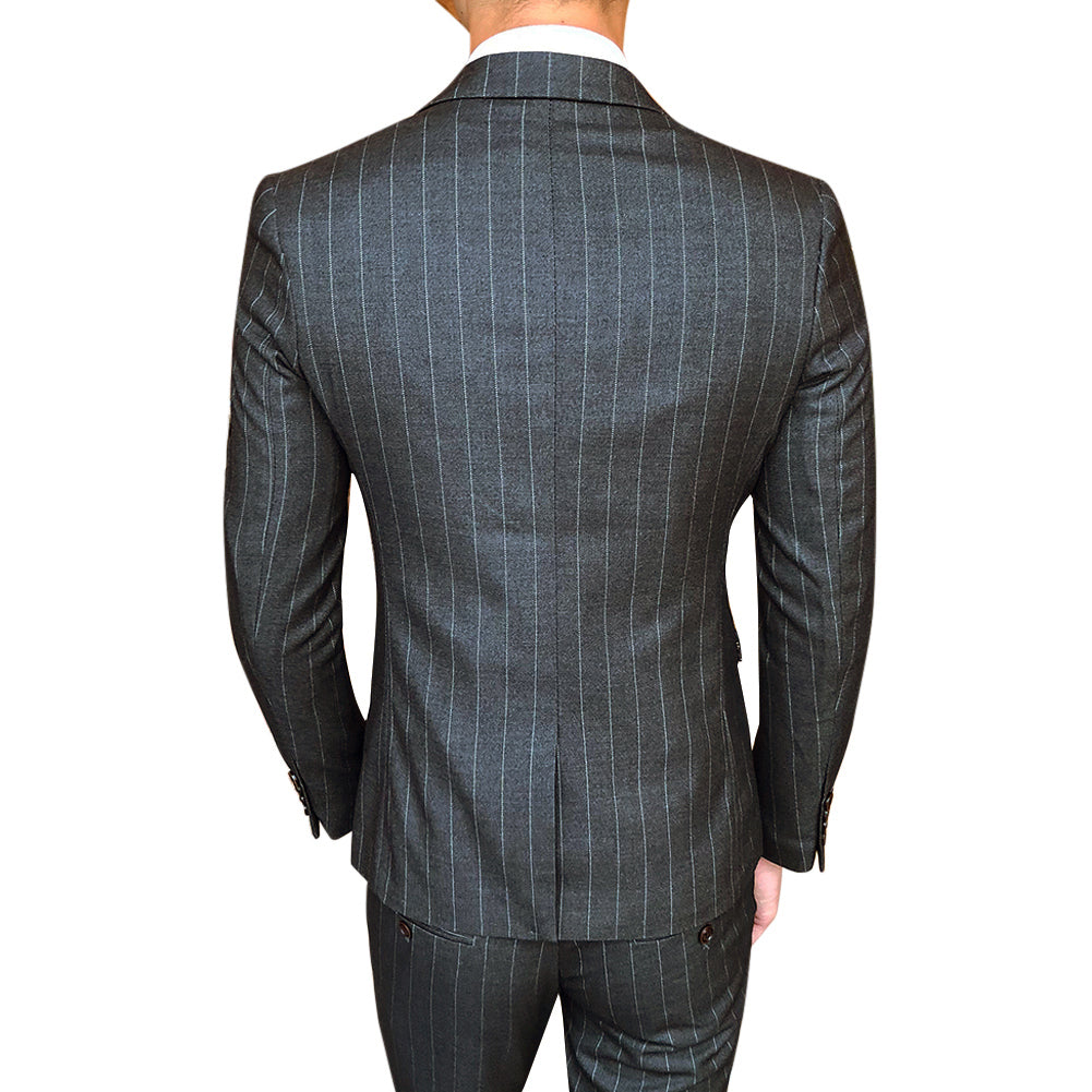 3-Piece Silver Suit Stripe Design Suit