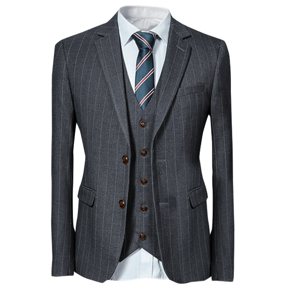 3-Piece Silver Suit Stripe Design Suit
