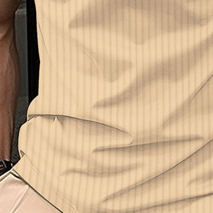 Herren Poloshirt mit Streifenmuster, kurzärmelig, Khaki