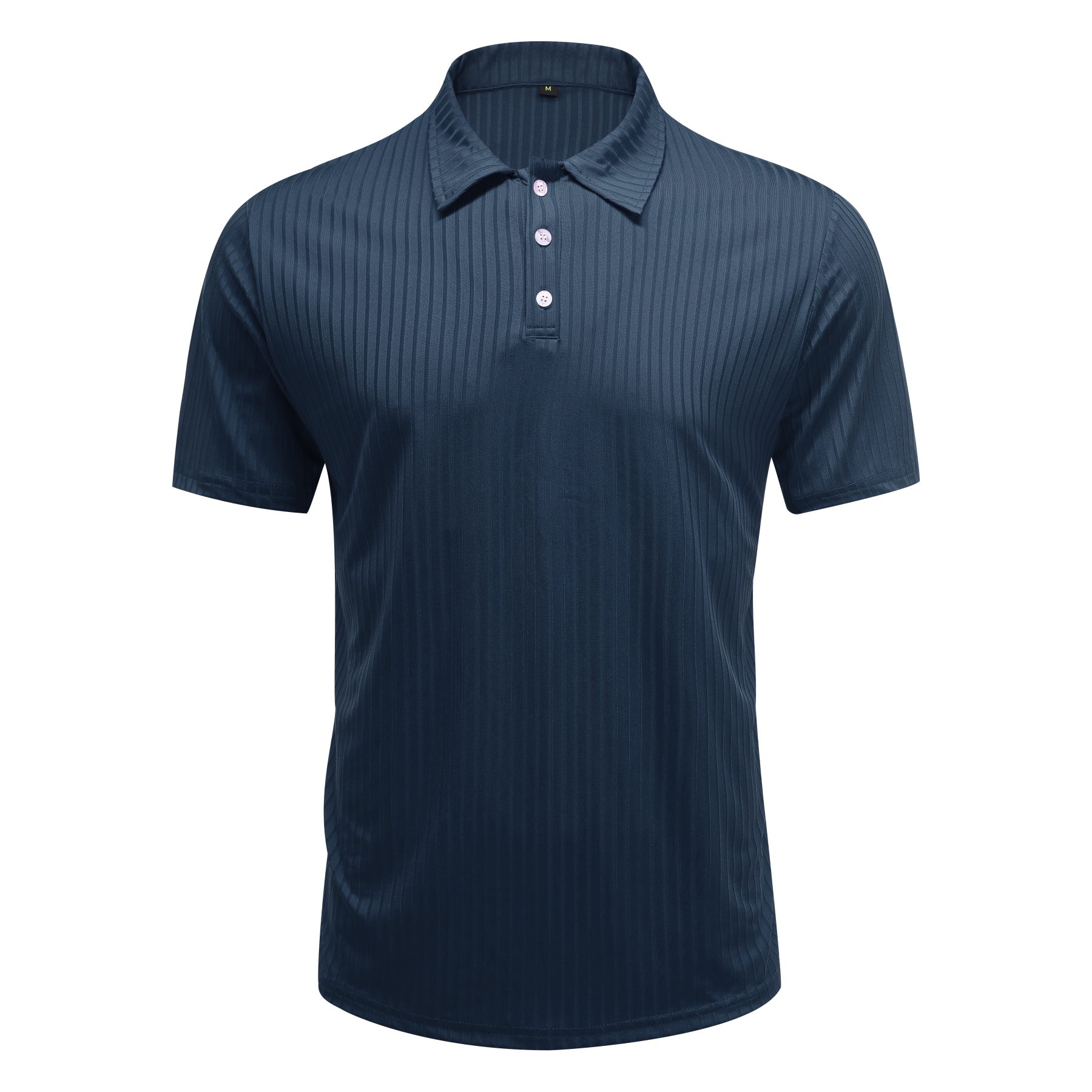 Herren Poloshirt mit Streifenmuster, kurzärmelig, Marineblau