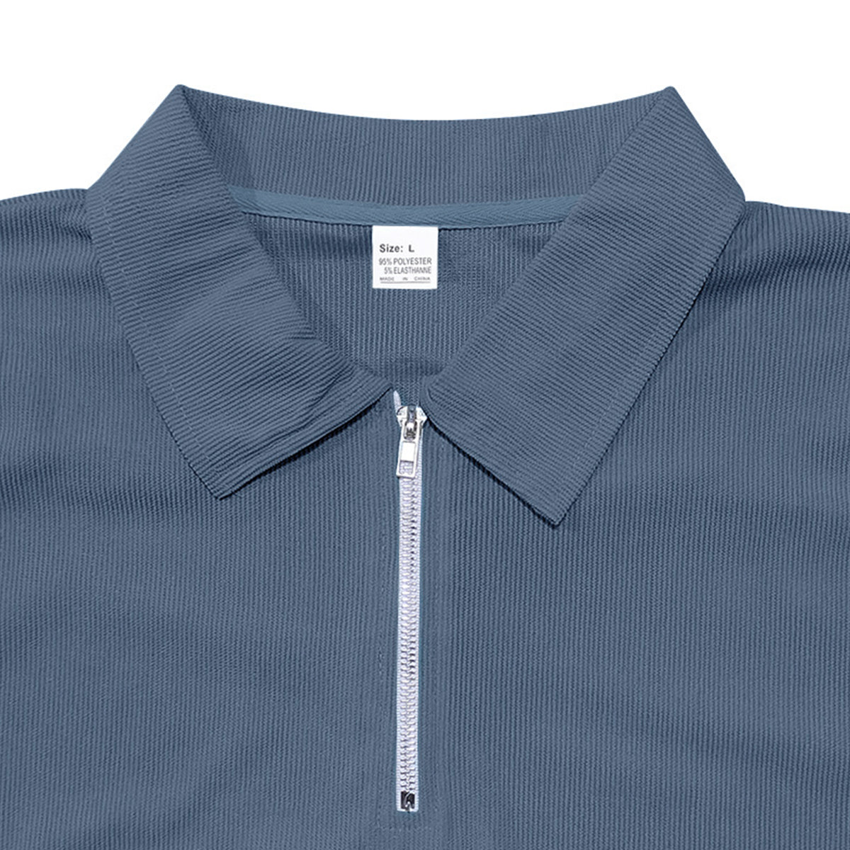 Herren Polo Cord Kurzarm Sommer T-Shirt Denim Blau
