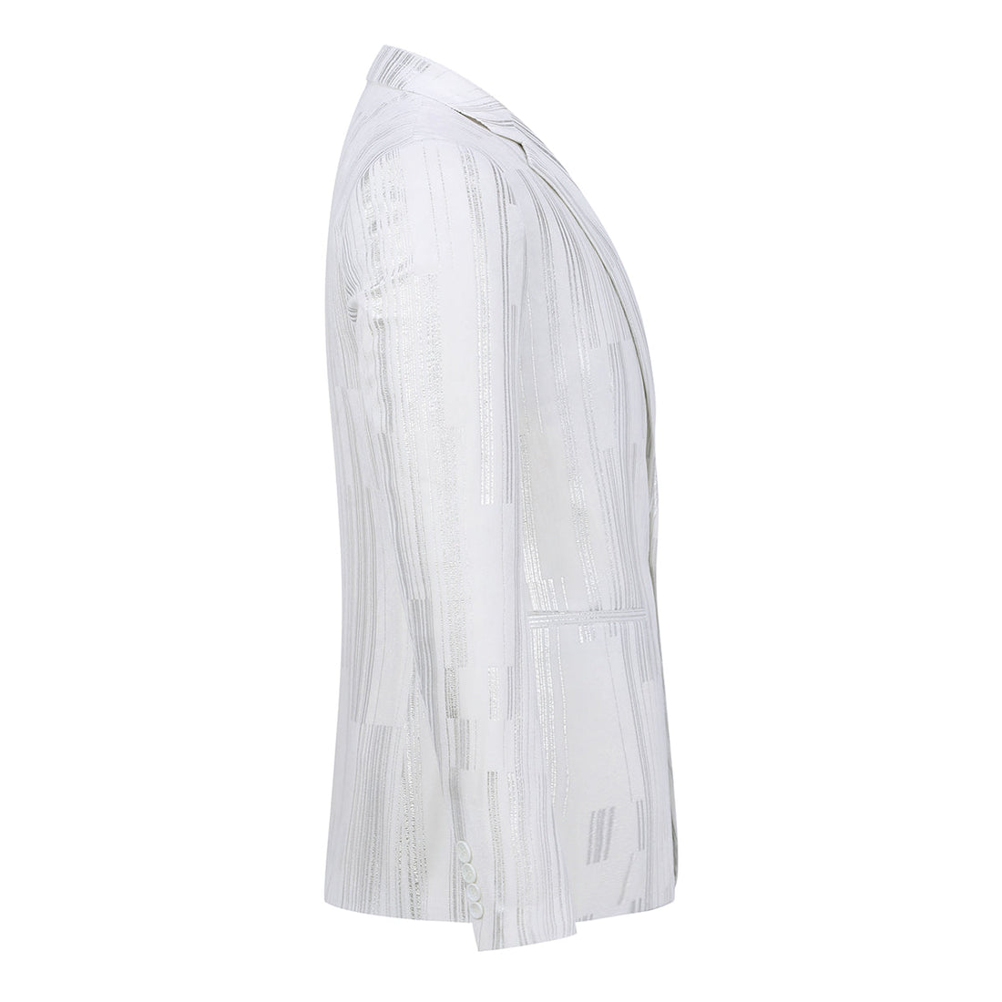 Silver Stripe Shiny Jacket Casual White Blazer Soft Velvet Fabric