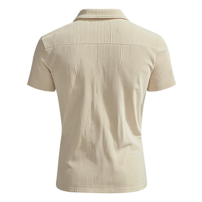 Herren Polo Cord Kurzarm Sommer T-Shirt Khaki