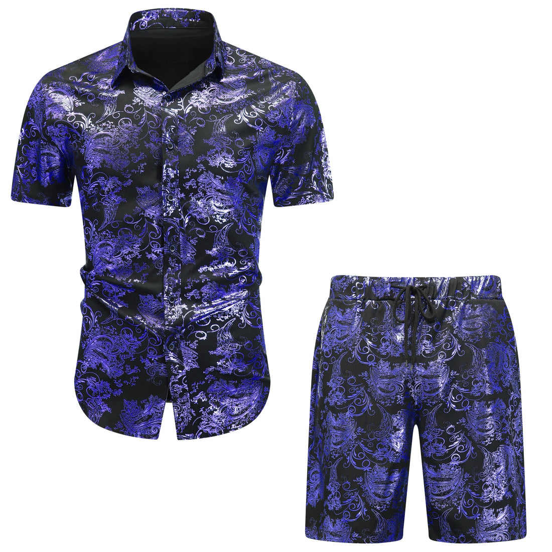 2-teiliger Sommeranzug im Hawaii-Print-Stil für Herren, Weiß
