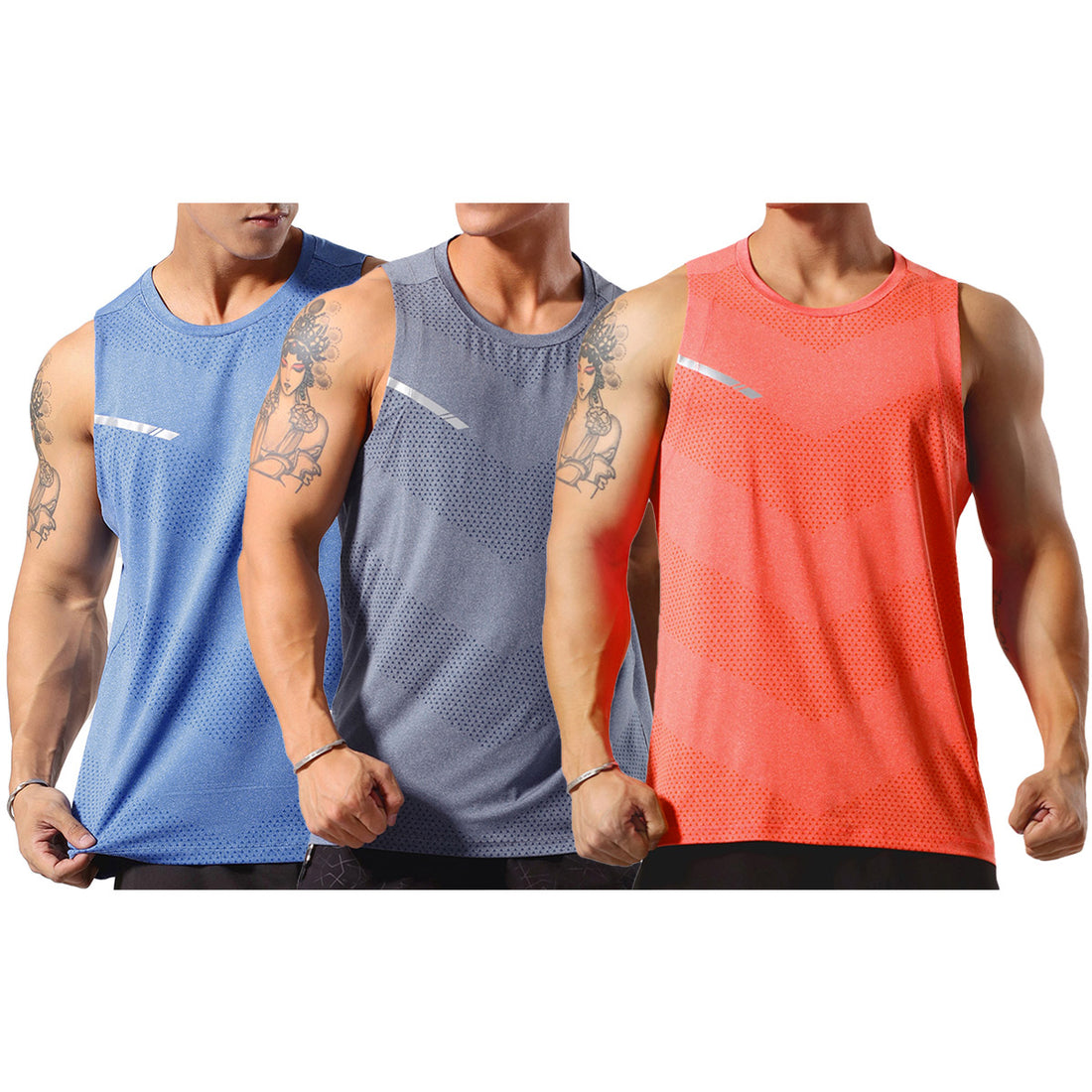 Summer Quick-Drying Muscle Fit Sleeveless Sport Shirt 3-Piece
