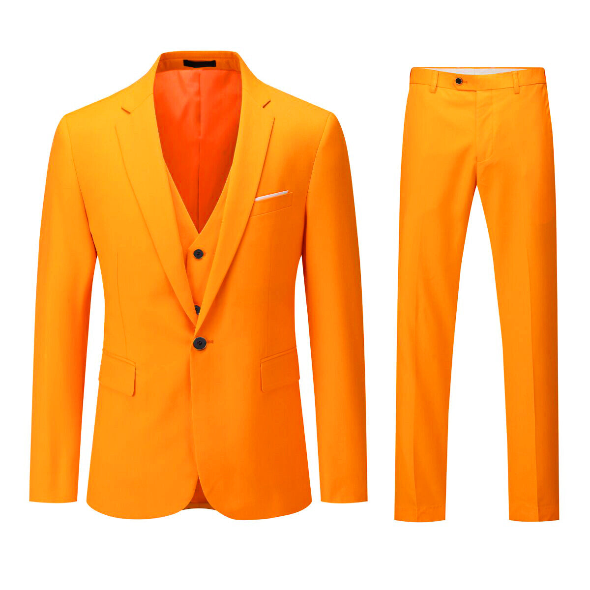 Orange 3-Piece Slim Fit Suit