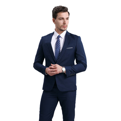 Slim Fit Peaked Lapel Navy Suit