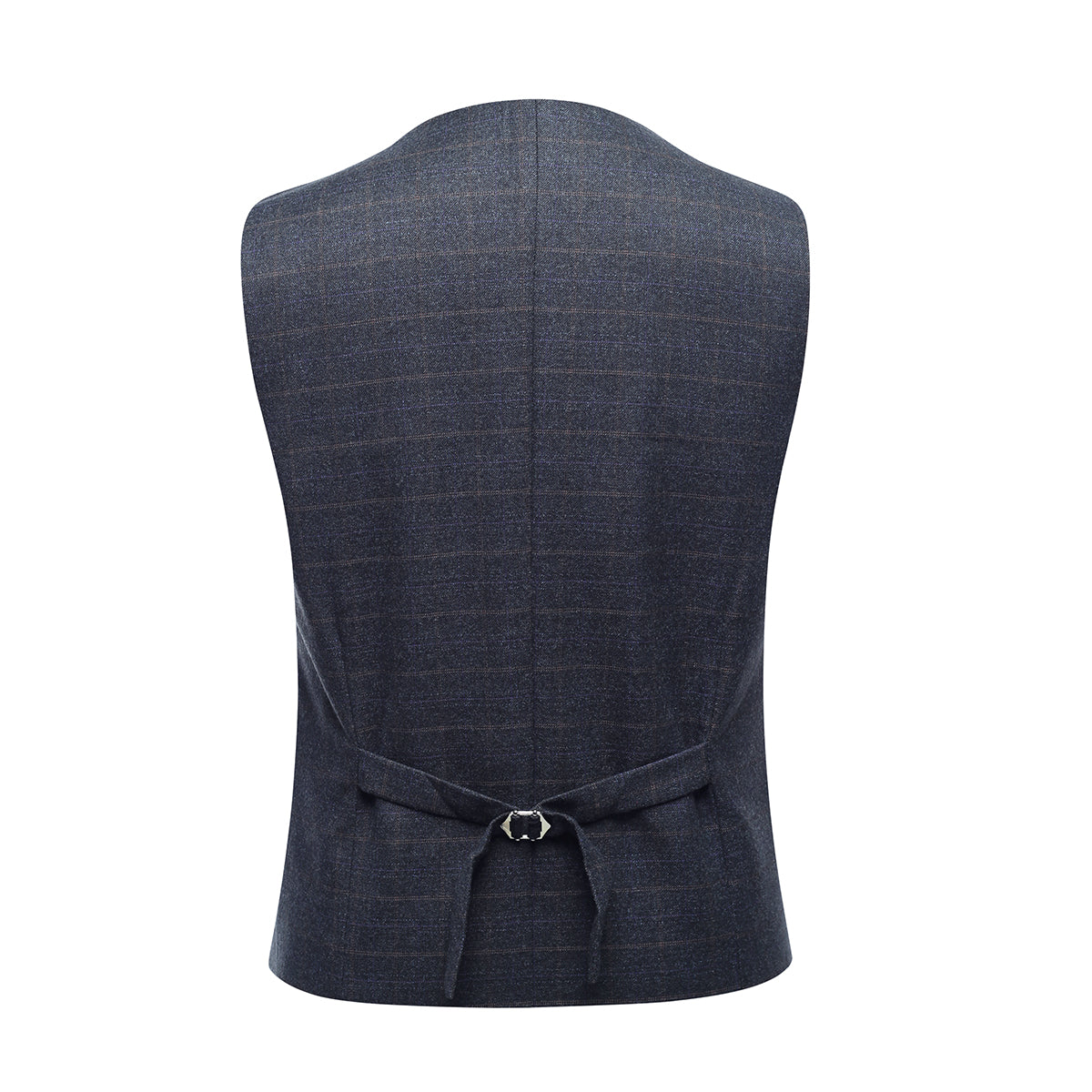 Mens 3-Piece Dark Grey Plaid Two Button Slim Fit Suit