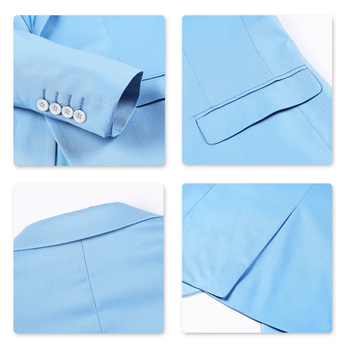 Stylish 3-Piece Light Blue Slim Fit Suit