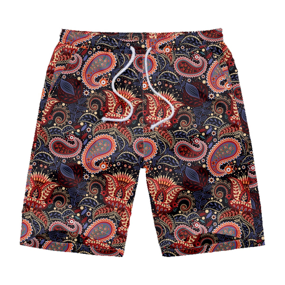 Mens 2-Piece Hawaii Print Style Summer Suit Maroon