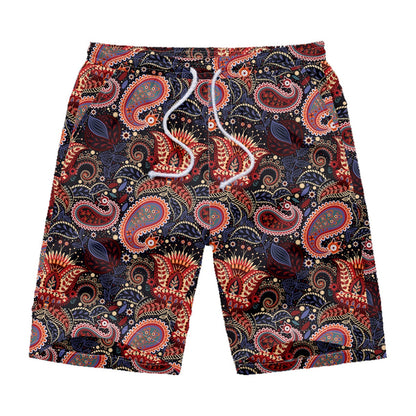 Mens 2-Piece Hawaii Print Style Summer Suit Maroon