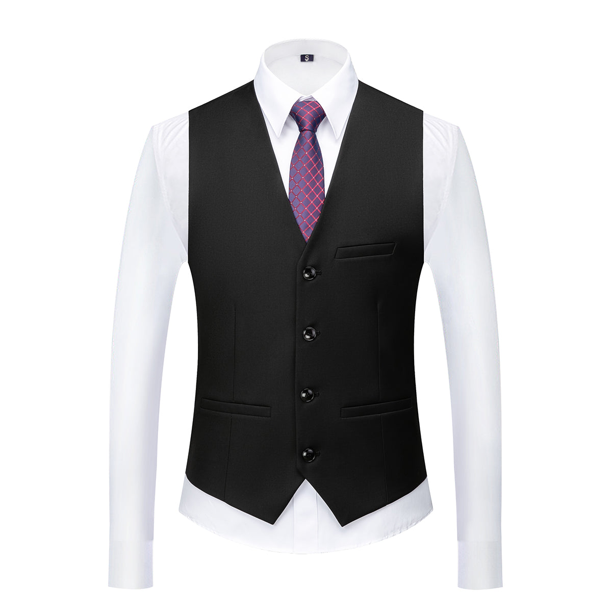 Herren Premium 3-teiliger Anzug Einknopf Schwarz