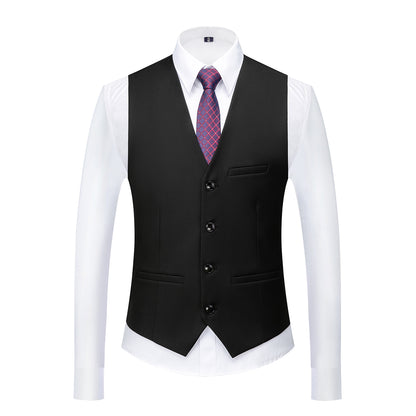 Herren Premium 3-teiliger Anzug Einknopf Schwarz