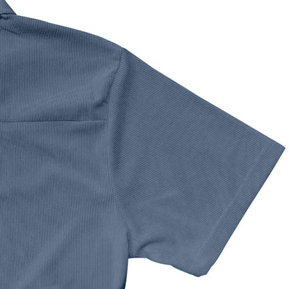 Herren Polo Cord Kurzarm Sommer T-Shirt Denim Blau