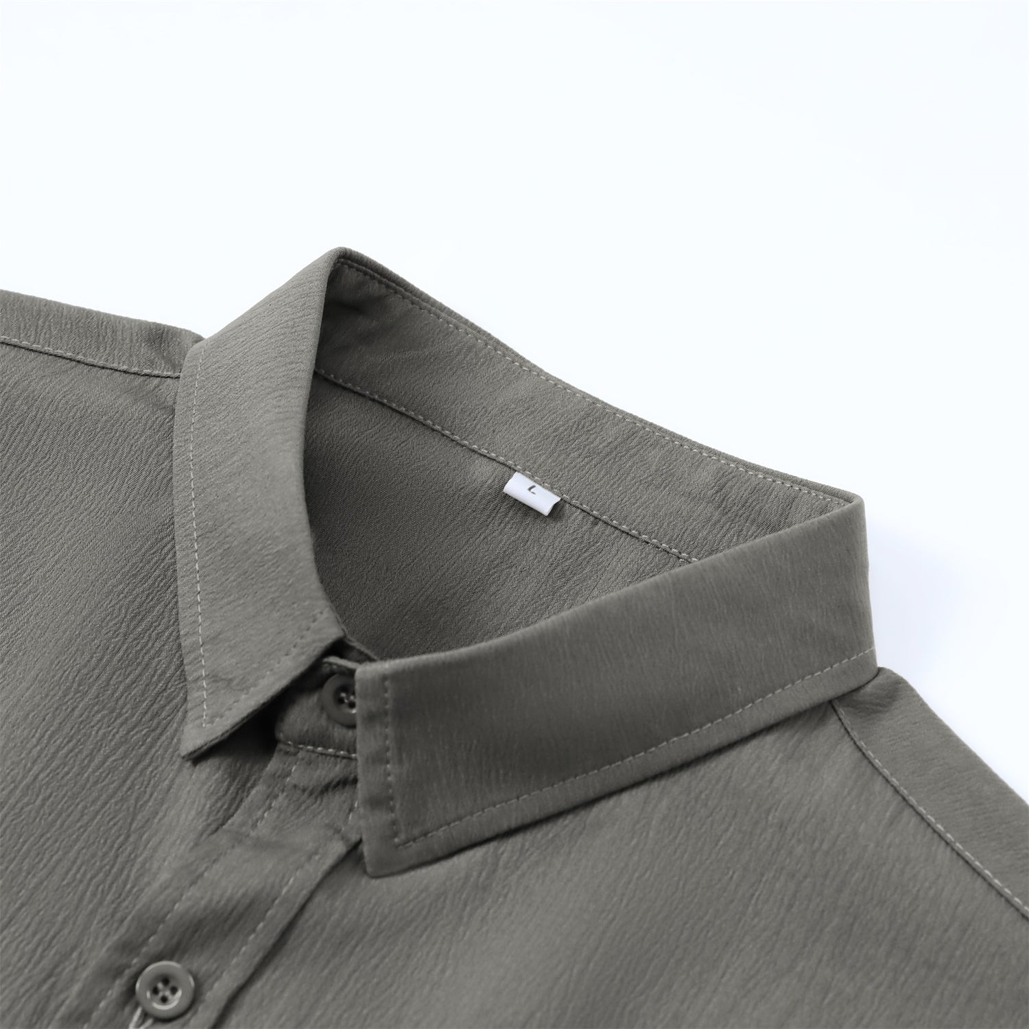 Herren Kurzarm Sommerhemd Regular Fit Leinenhemd Business Grau
