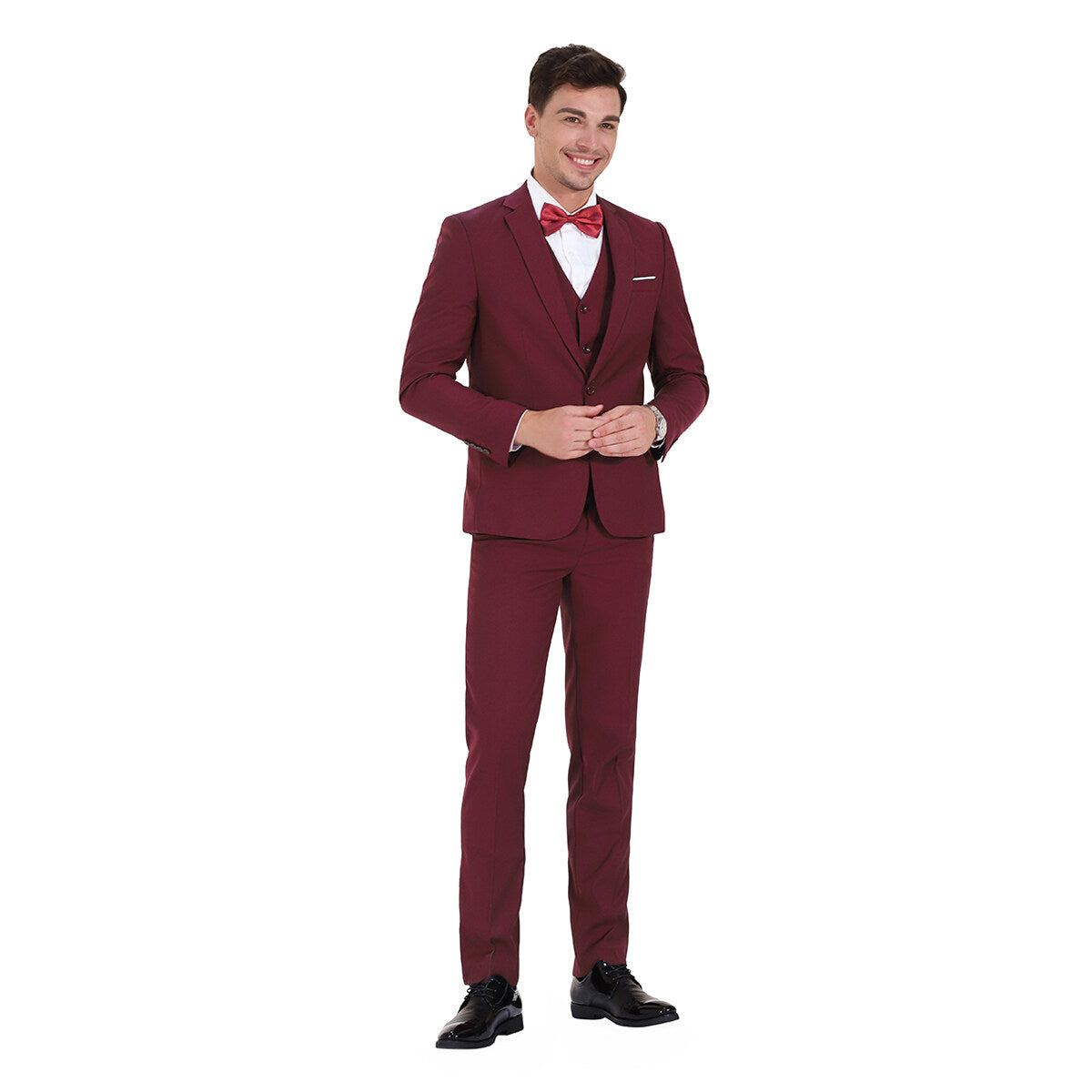 3-Piece Slim Fit Classic Maroon Suit