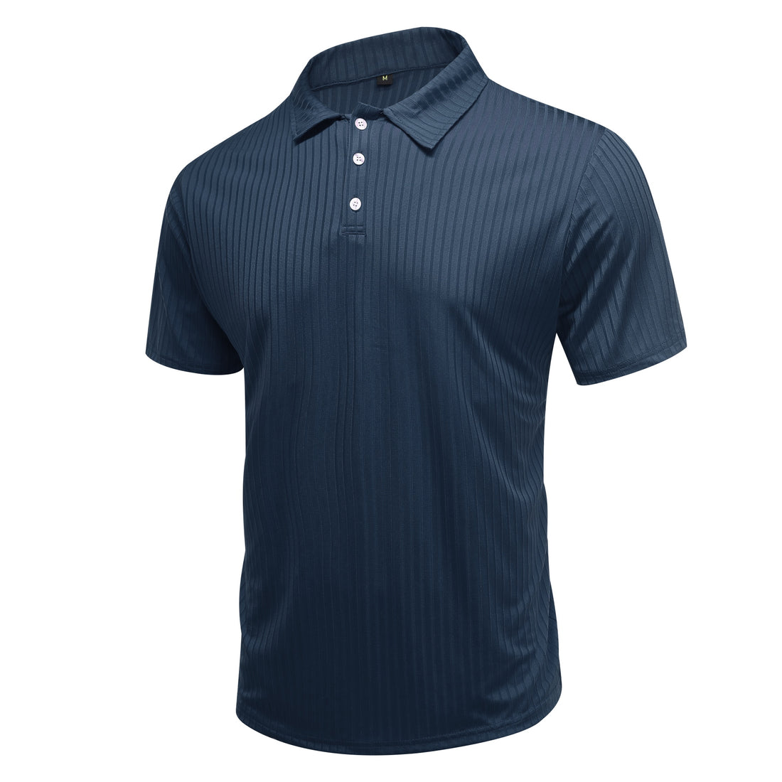 Herren Poloshirt mit Streifenmuster, kurzärmelig, Marineblau