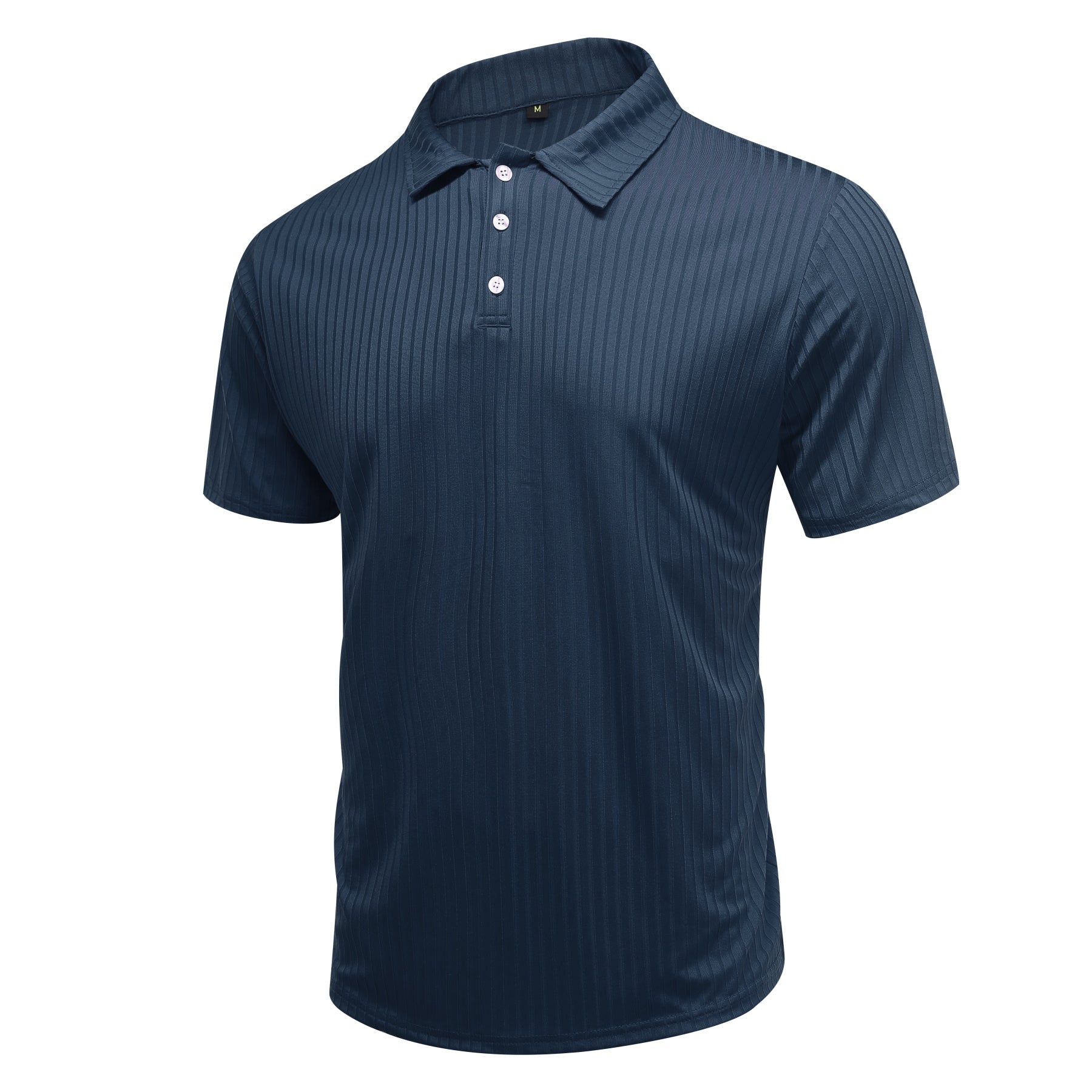 Herren Poloshirt mit Streifenmuster, kurzärmelig, Marineblau