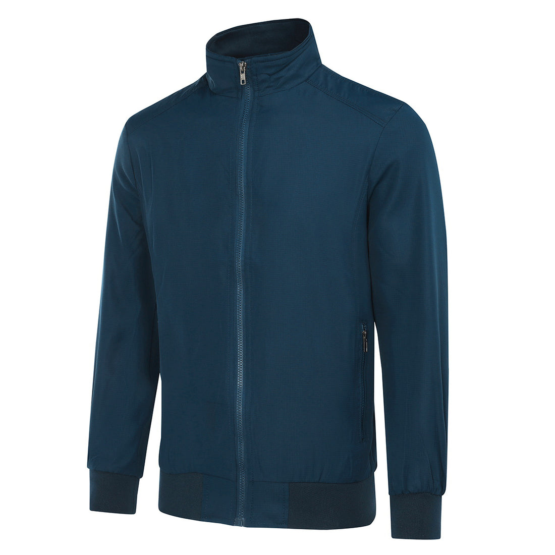 Mens Solid Stand Collar Jacket Blue
