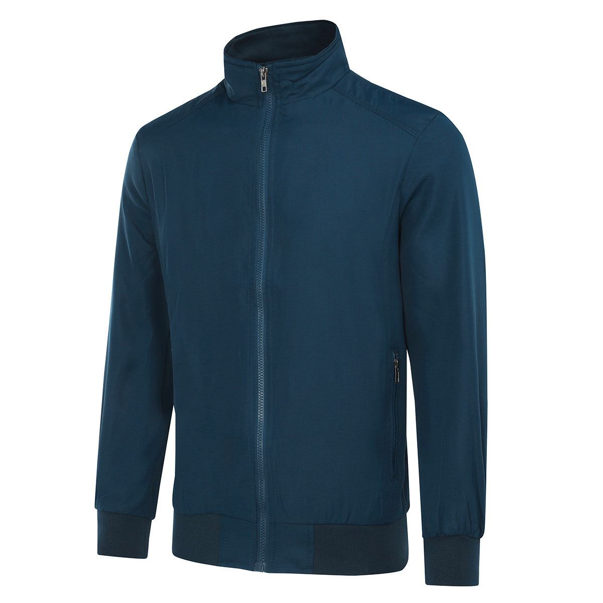 Mens Solid Stand Collar Jacket Blue