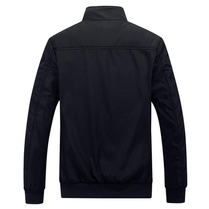 Mens Solid Stand Collar Jacket Black