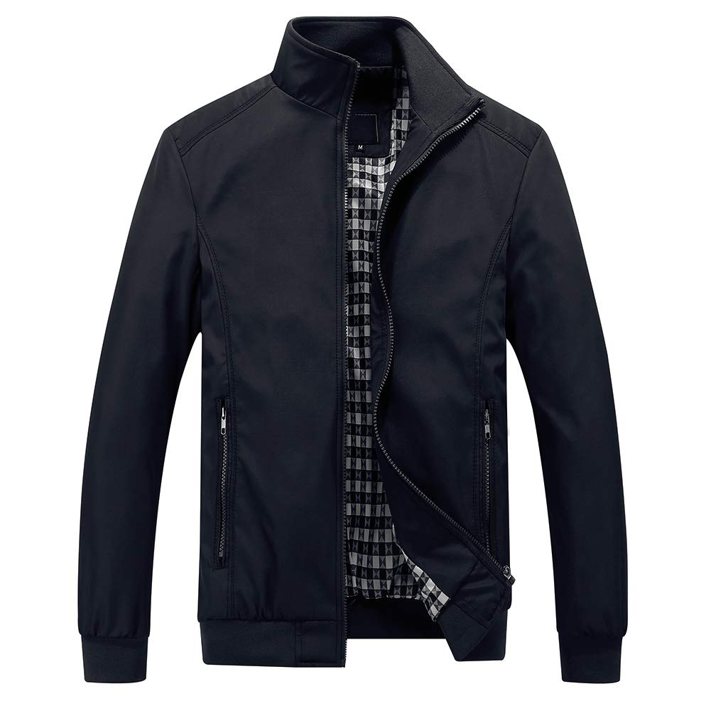 Mens Solid Stand Collar Jacket Black