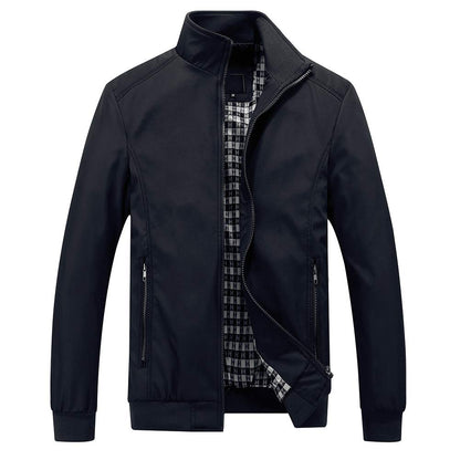Mens Solid Stand Collar Jacket Black