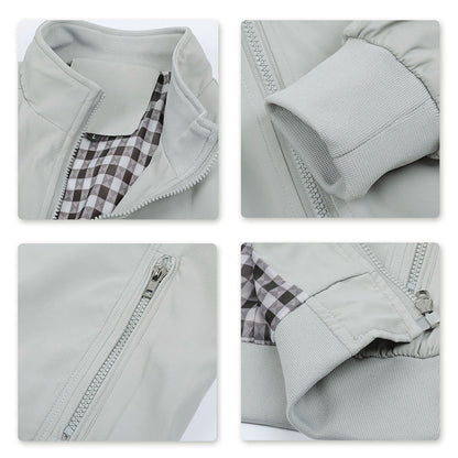 Mens Solid Stand Collar Jacket Grey