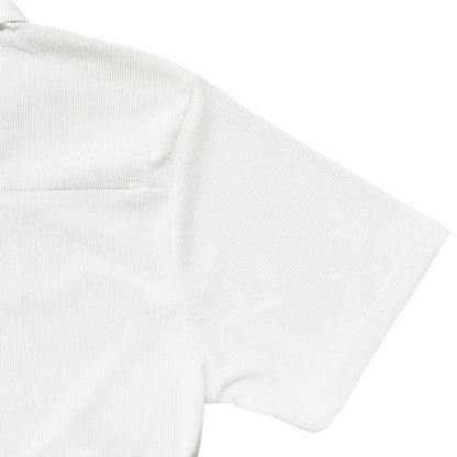 Herren Polo Cord Kurzarm Sommer T-Shirt Weiß