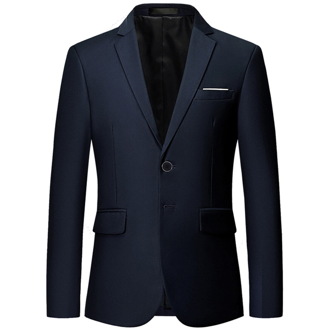 3-teiliges Herren Business Anzug Set mit zwei Knöpfen, einfarbig, Marineblau