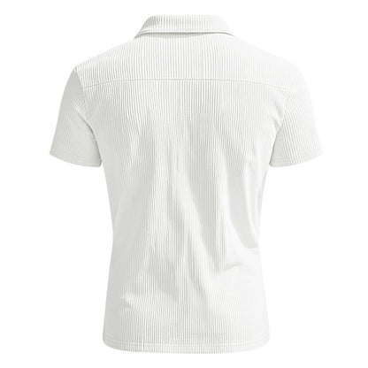 Herren Polo Cord Kurzarm Sommer T-Shirt Weiß