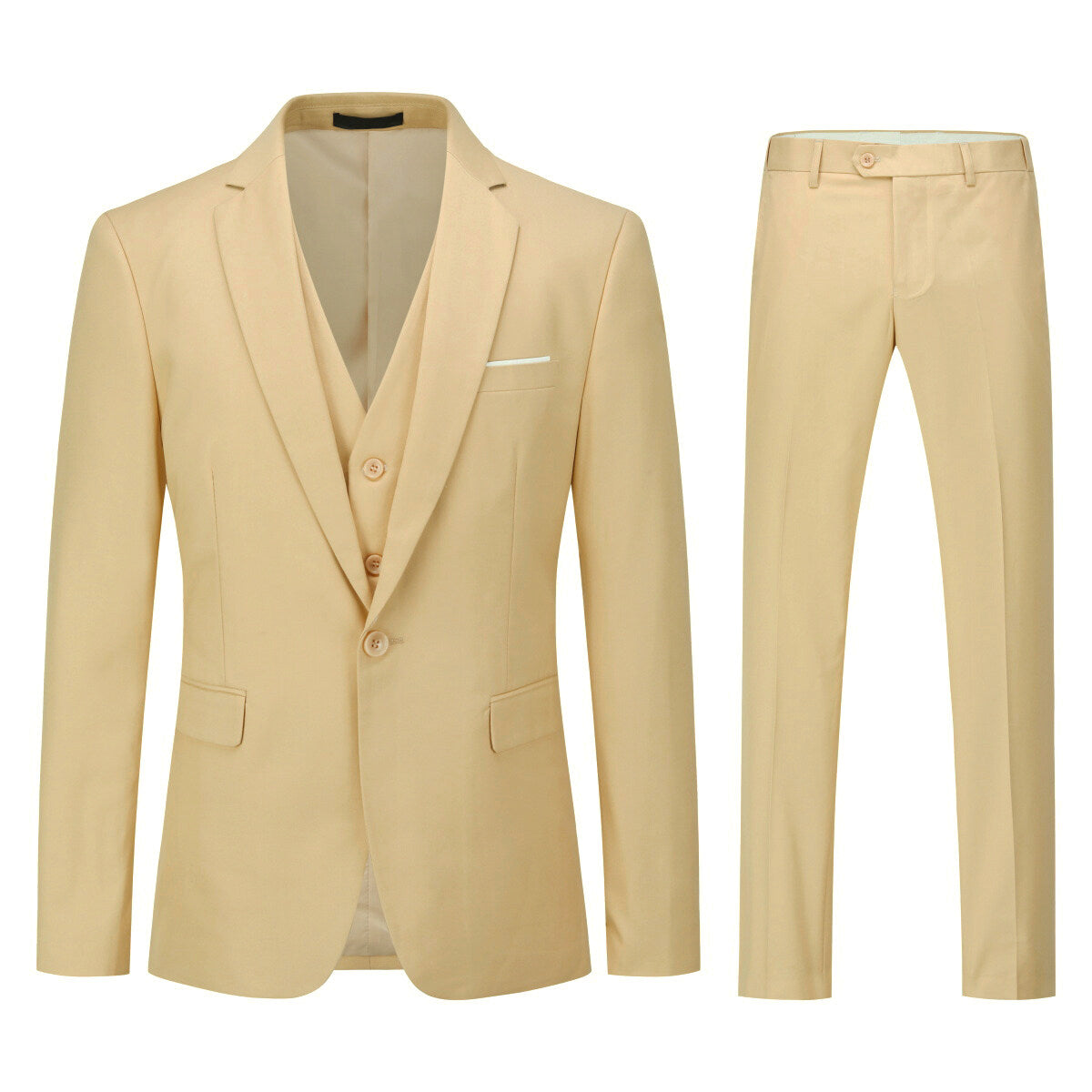 Beige 3-Piece Slim Fit Suit