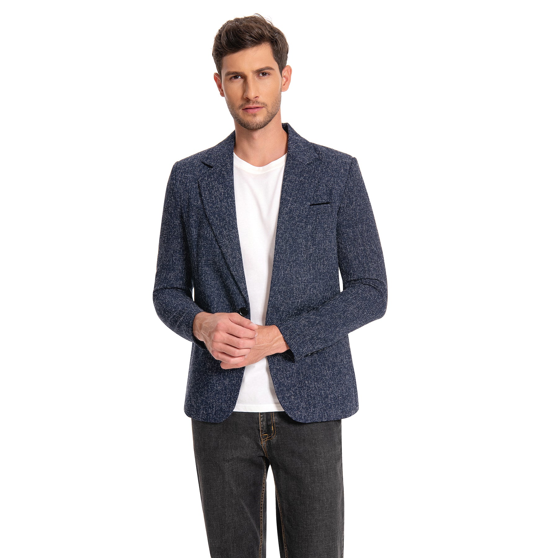 Einreihige Anzugjacke mit Revers für Herren in Grau
