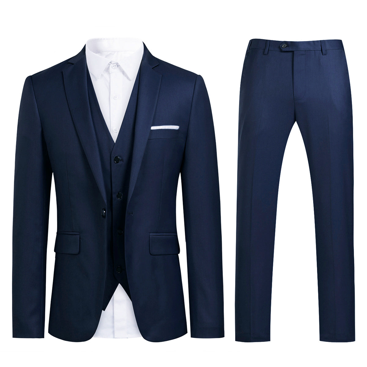 Slim Fit Peaked Lapel Navy Suit