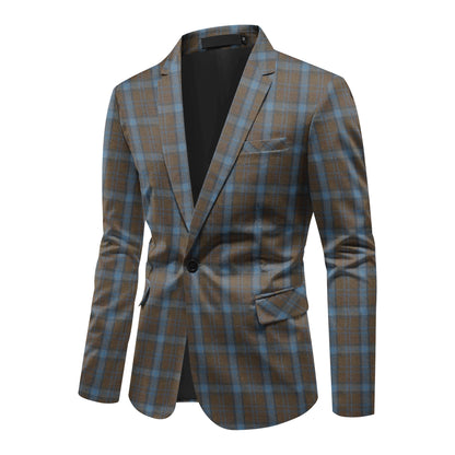Einreihiger Blazer mit einem Knopf und Karomuster für Herren in Rosa