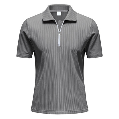 Herren Polo Cord Kurzarm Sommer T-Shirt Grau
