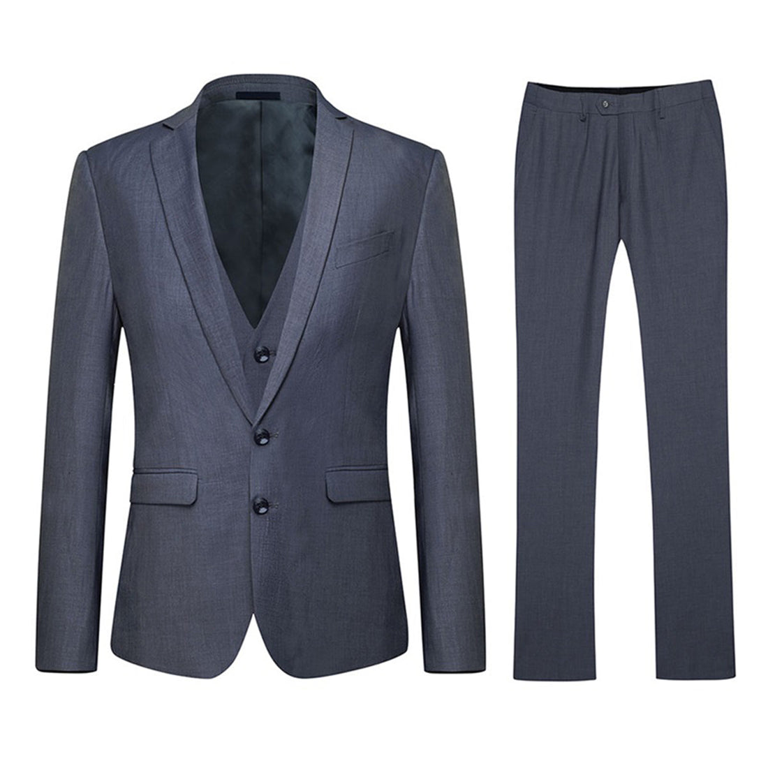 3-Piece Casual Two Button Suit Slim Fit Suit Dark Grey