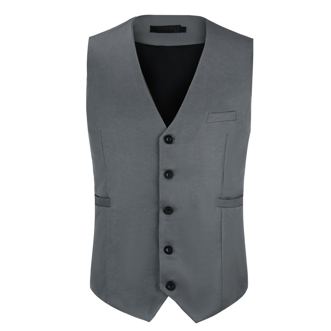 Slim Fit Solid Color Dark Grey Fashion Vest