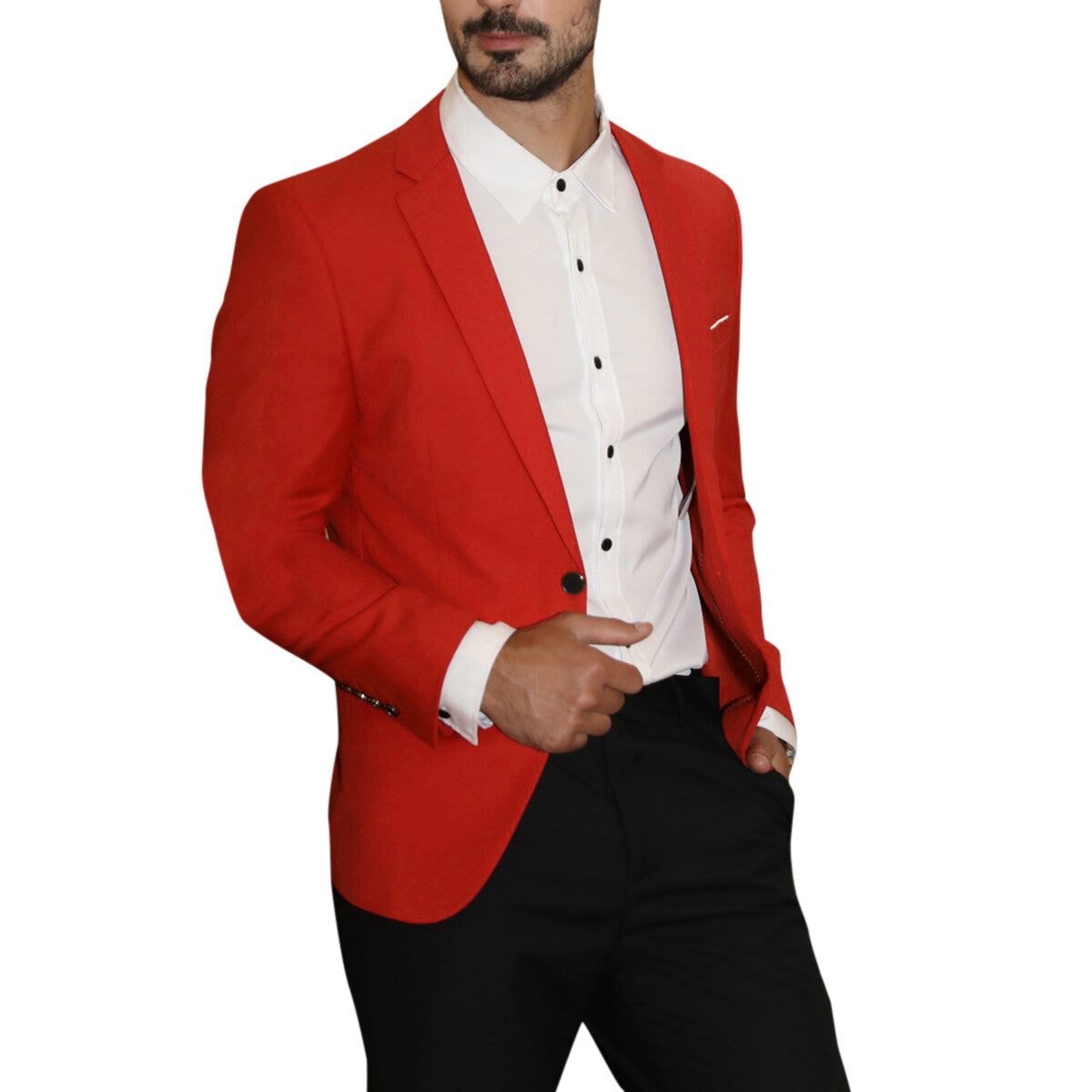 Red Slim Fit 2-Piece Minimalist Suit