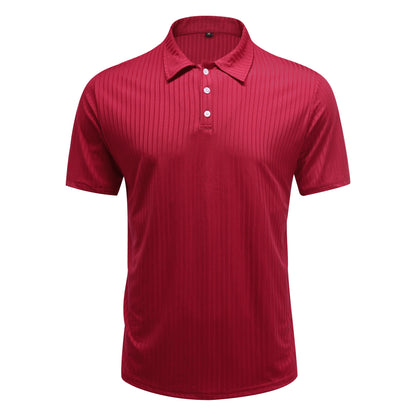 Herren Poloshirt mit Streifenmuster, kurzärmelig, Weiß