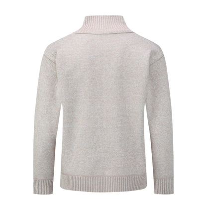 Mens Solid Color Stand Collar Long Sleeve Cardigan Beige