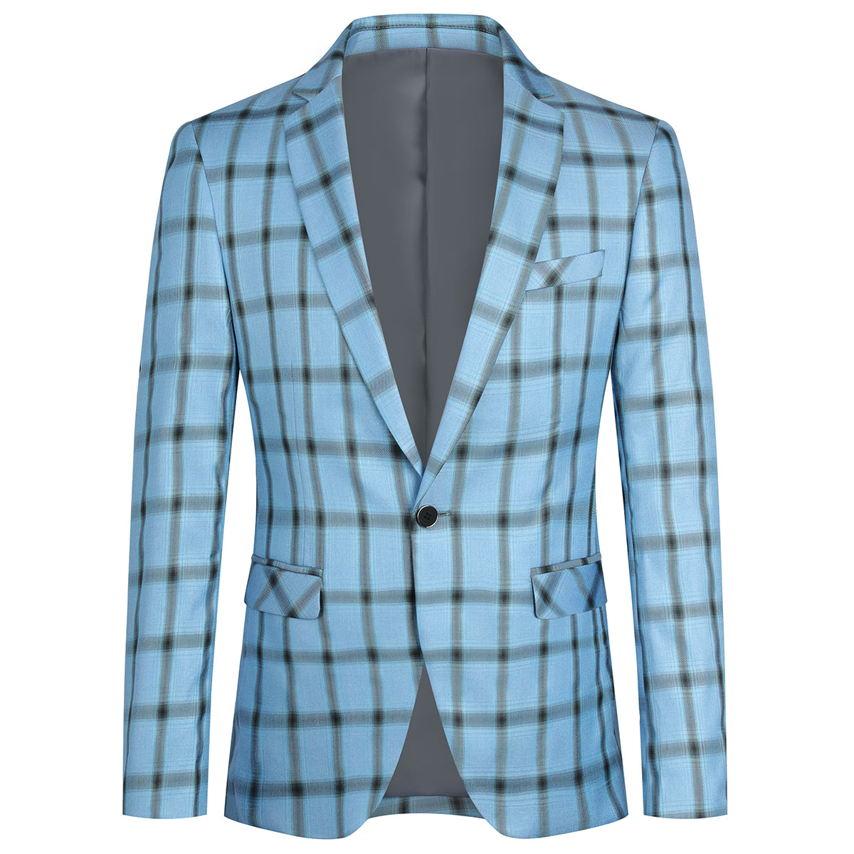 Plaid Stripe Suit Slim Fit 2-Piece Suit Blue