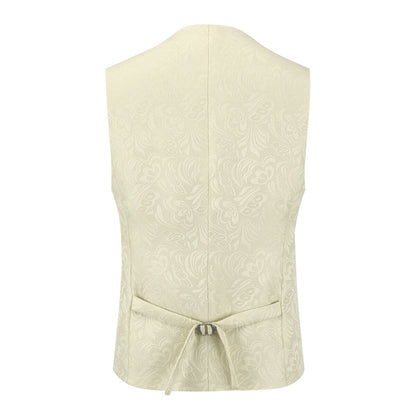 3-Piece Paisley Khaki Suit Shawl Collar Suit