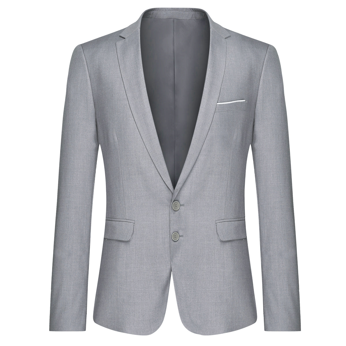 Mens 2-Piece Slim Fit Two Button Light Grey Suit