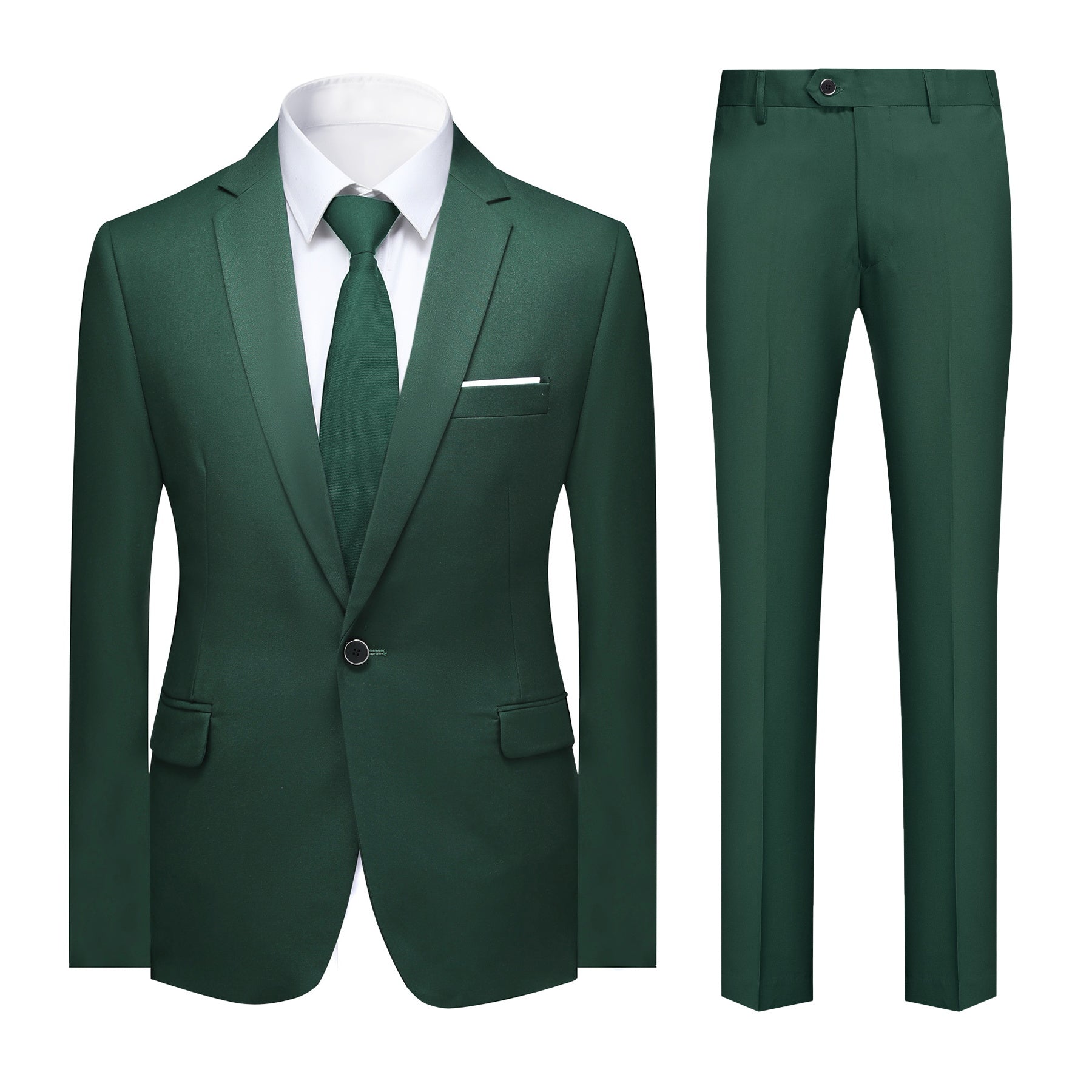 Dark Green 2-Piece Slim Fit Minimalist Suit