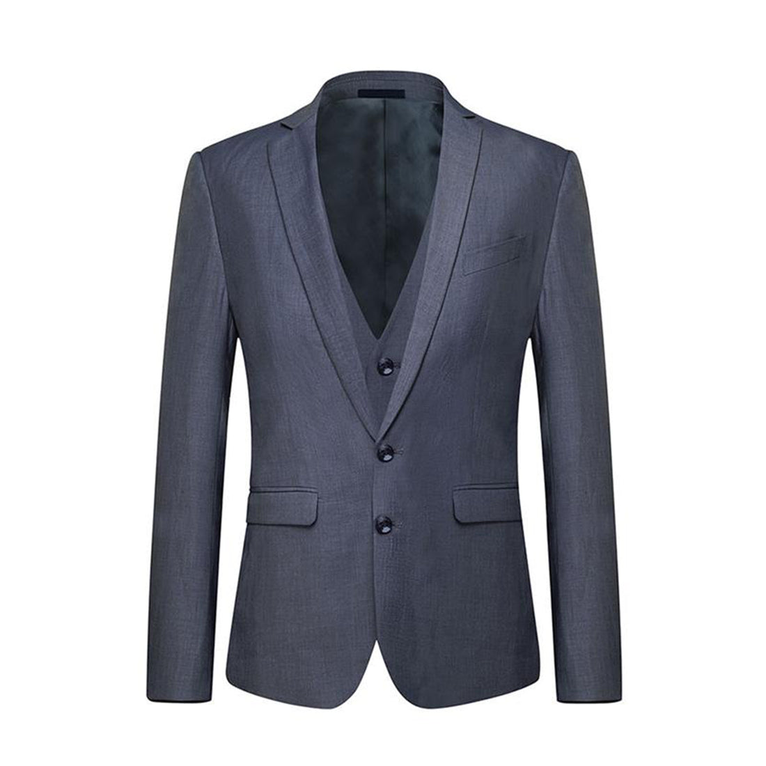 3-Piece Casual Two Button Suit Slim Fit Suit Dark Grey