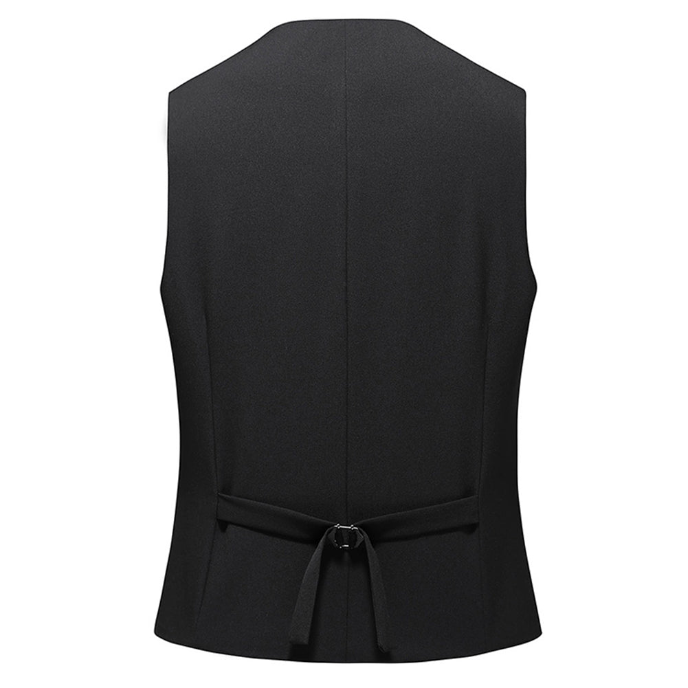 Slim Fit Solid Color Fashion Vest Black