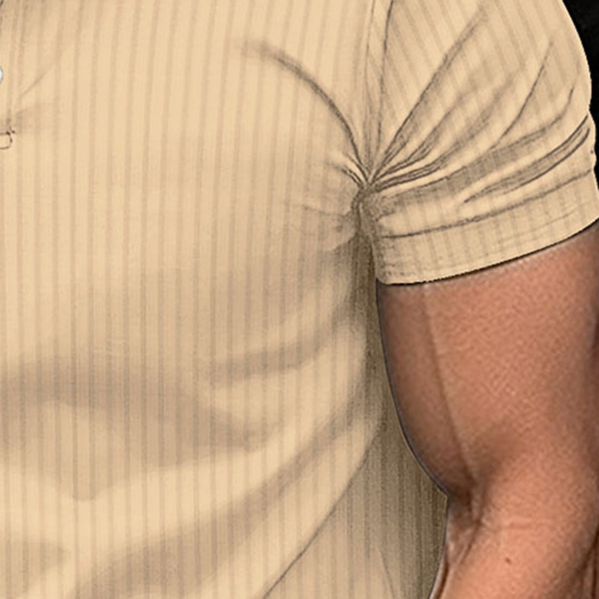 Herren Poloshirt mit Streifenmuster, kurzärmelig, Khaki
